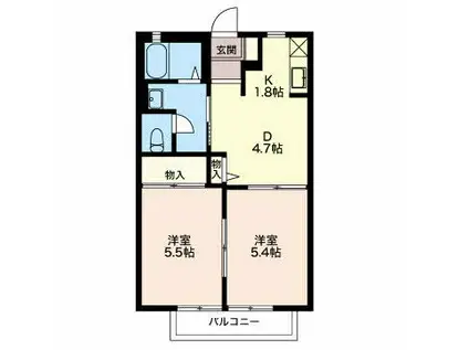 フレンドリー A(2DK/2階)の間取り写真