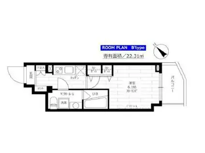 グランドコンシェルジュ用賀アジールコート(1K/5階)の間取り写真