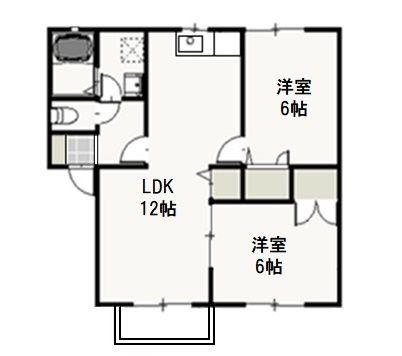 ヴェッセルB(2LDK/2階)の間取り写真