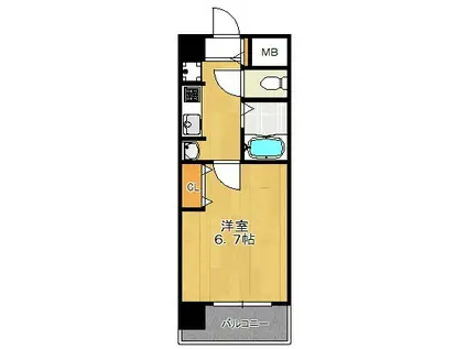 エイペックス天神橋(1K/6階)の間取り写真