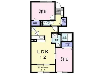 グロワールA(2LDK/1階)の間取り写真