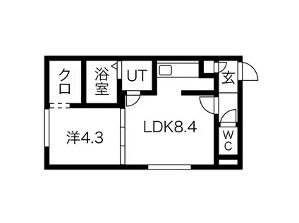 PECHE山鼻B(1LDK/4階)の間取り写真