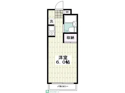 パールハイムII(ワンルーム/1階)の間取り写真