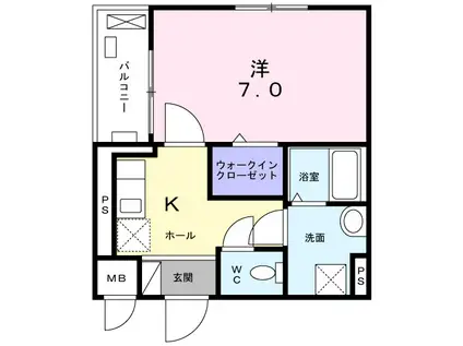 コート デュ ソミュール(1K/2階)の間取り写真