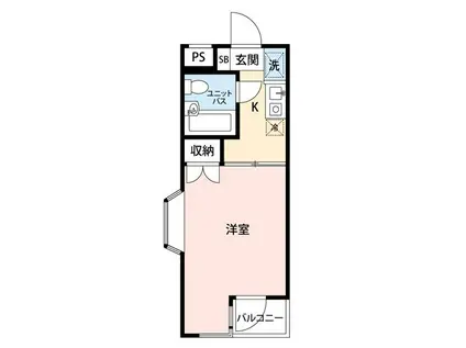 ハイタウン目黒第2(1K/2階)の間取り写真