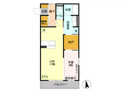 リバーサイド・KII(1LDK/2階)の間取り写真