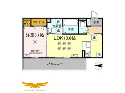 アクアフェリーチェ A棟(1LDK/1階)の間取り写真