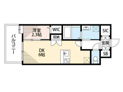 アソシアグロッツォ博多サザンテラス(1DK/5階)の間取り写真