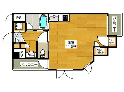 ビートルズ・フォレスト(ワンルーム/8階)の間取り写真