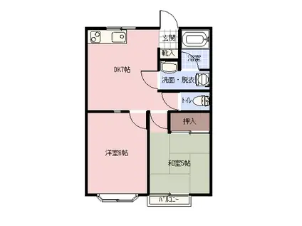 パレス中郷(2DK/1階)の間取り写真