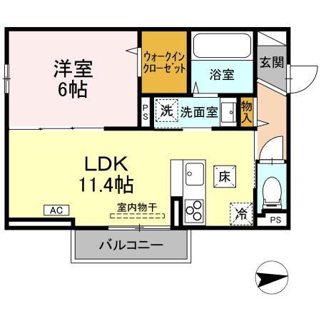 RESUA向中野 C棟(1LDK/1階)の間取り写真