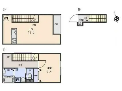 ACERO(1LDK/2階)の間取り写真