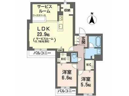 A 東草深(2LDK/2階)の間取り写真