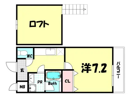 フジパレス上筒井通(1K/2階)の間取り写真