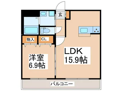 グランディールクラウン(1LDK/1階)の間取り写真