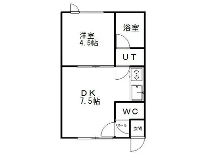 メゾンドK(1DK/1階)の間取り写真