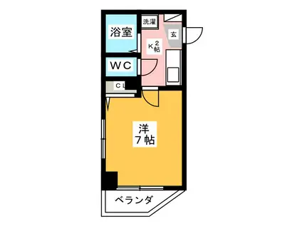 カディス(1K/2階)の間取り写真