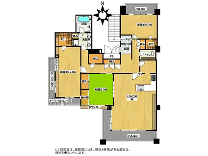 ステイツ夕陽丘マナーハウス(3LDK/7階)の間取り写真