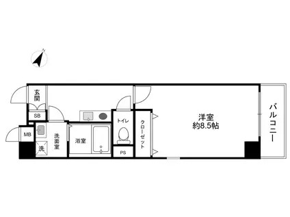 アポリア一王山(1K/5階)の間取り写真