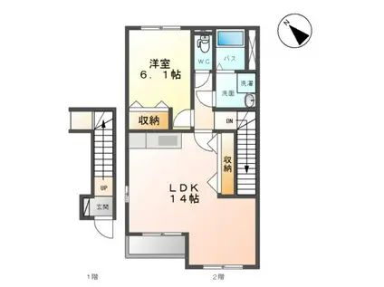 スターテラス 四季(1LDK/2階)の間取り写真