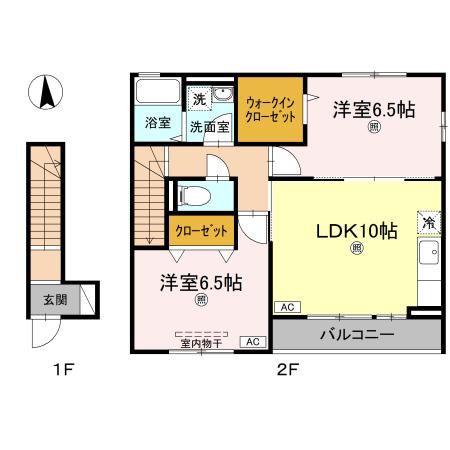 ヴェルドミール(2LDK/2階)の間取り写真