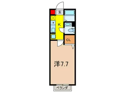 メゾンドルフレ(1K/1階)の間取り写真