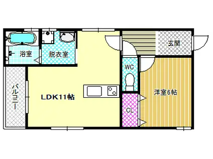 アライアンス富田林(1LDK/3階)の間取り写真