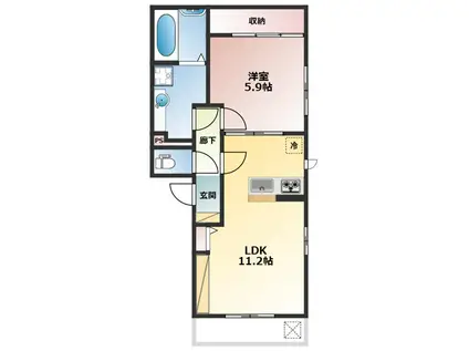 ルミエールIII(1LDK/3階)の間取り写真