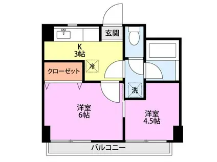 本町セブンハイツ(2K/3階)の間取り写真