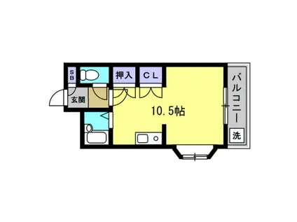 マツダ21天美(ワンルーム/1階)の間取り写真