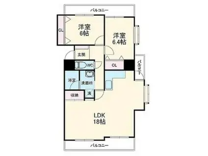 グローリアス西尾桜町(2LDK/13階)の間取り写真