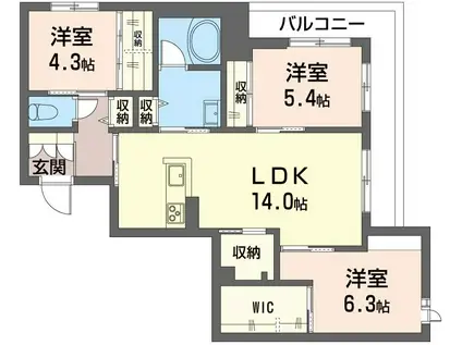 グリシーナ(3LDK/2階)の間取り写真