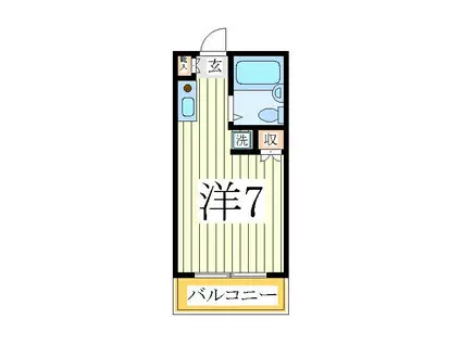 ヒュッテ丸山(ワンルーム/2階)の間取り写真