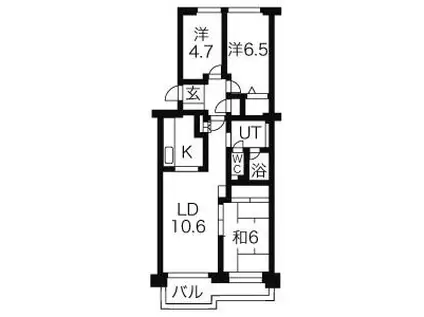 コープ野村山鼻(3LDK/2階)の間取り写真