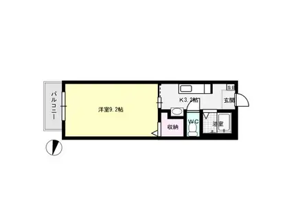 KIII(1K/2階)の間取り写真