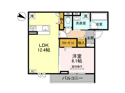 プリュニエ 203(1LDK/2階)の間取り写真