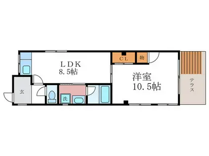 肥後エグゼクティブビル(1LDK/1階)の間取り写真