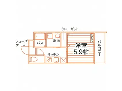 グレースコート南上原(1K/5階)の間取り写真