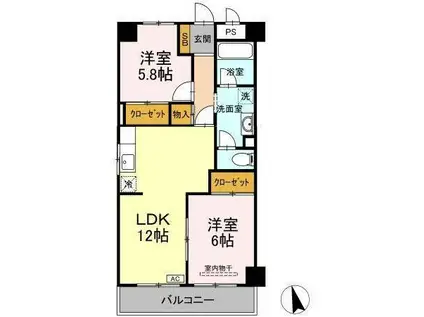 グランドール高橋(2LDK/1階)の間取り写真