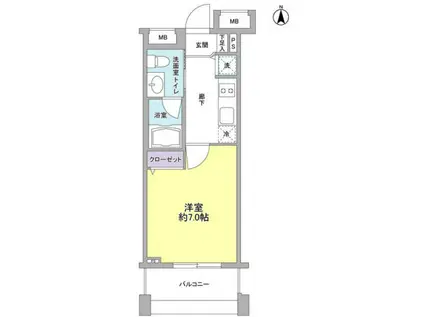 E・クオーレ(1K/4階)の間取り写真