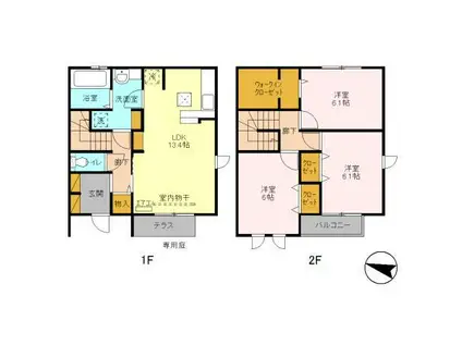 グリーンプラザ ナツキ(3LDK/1階)の間取り写真