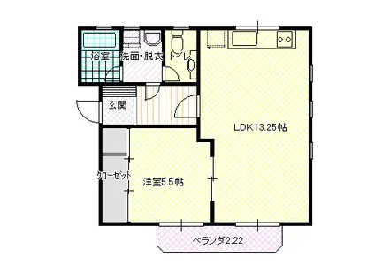 メゾンドゥ町屋(1LDK/1階)の間取り写真
