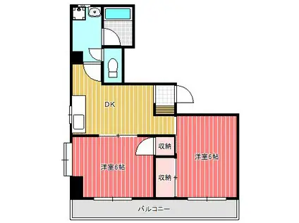 ウインズコート(2DK/3階)の間取り写真