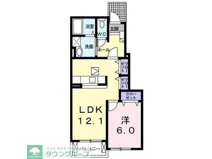 リバーサイドNISHIDA(1LDK/1階)の間取り写真