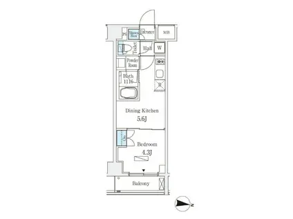 ラティエラ中野新井(1DK/4階)の間取り写真