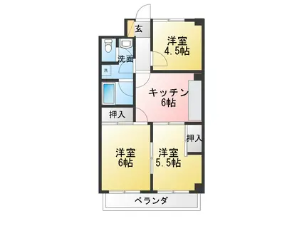 バイオレットハイツ土屋(3DK/1階)の間取り写真