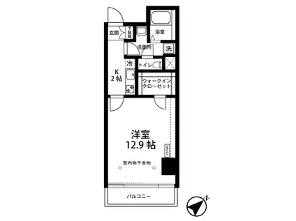 LOC S/ロックス相模大野B(1K/3階)の間取り写真