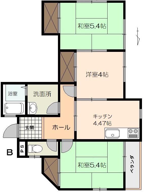 HERREN HAUS(3K/1階)の間取り写真