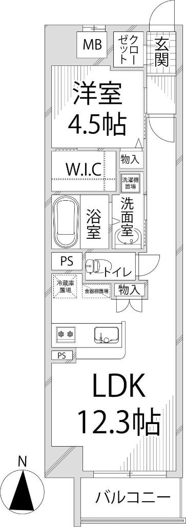 キャッスルコート土山(1LDK/2階)の間取り写真