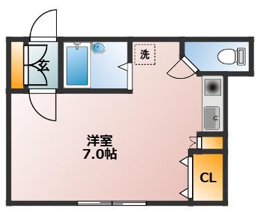 KOコーポII(ワンルーム/1階)の間取り写真